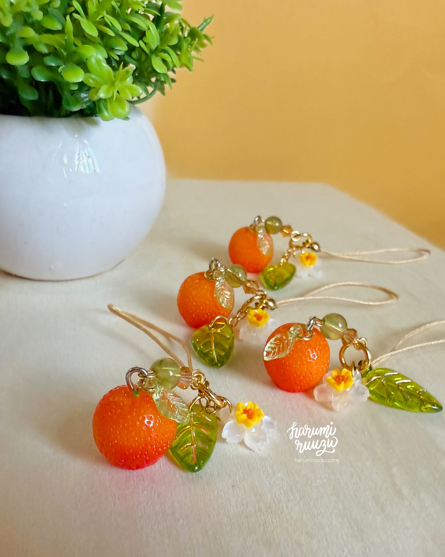 Tangerine Blooms Phone Charm