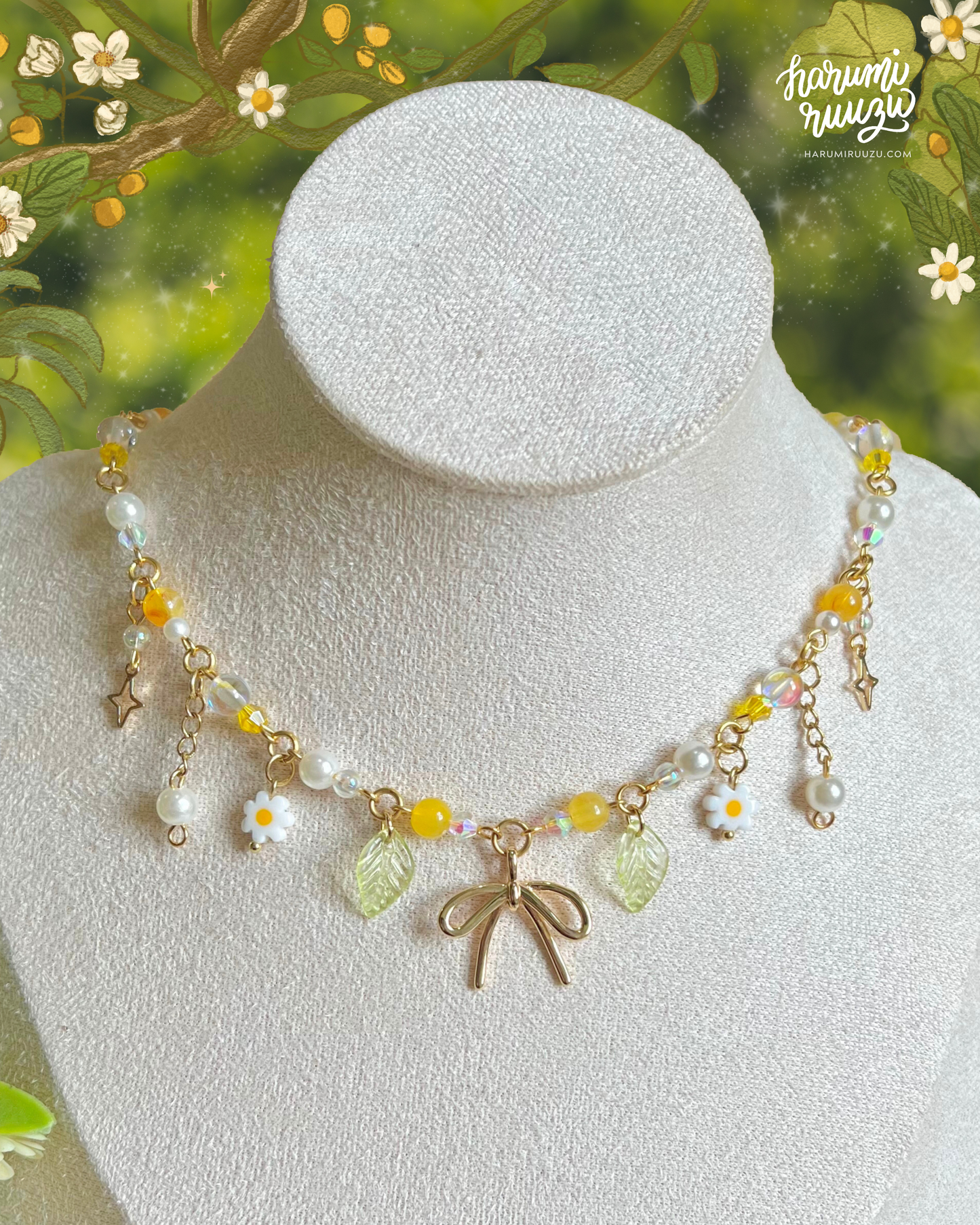 Bow & Blossom Handmade Necklace by harumiruuzu