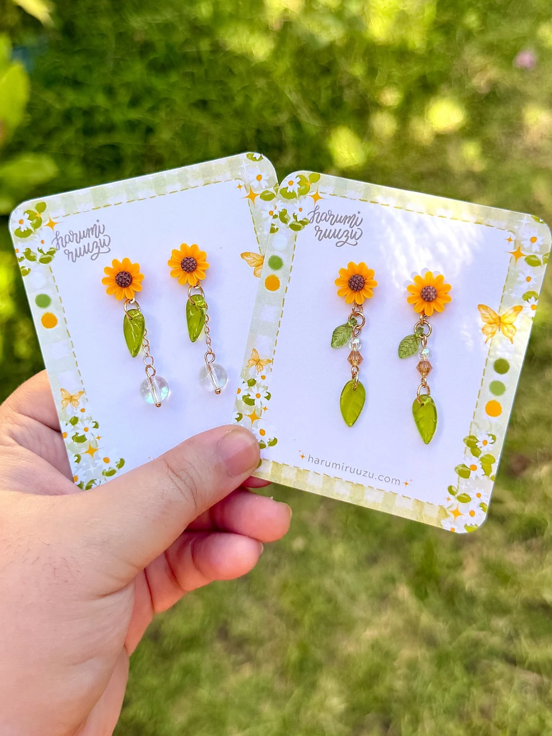 The Sunny Date Collection: Handmade Daisy and Sunflower with Leaf Earrings