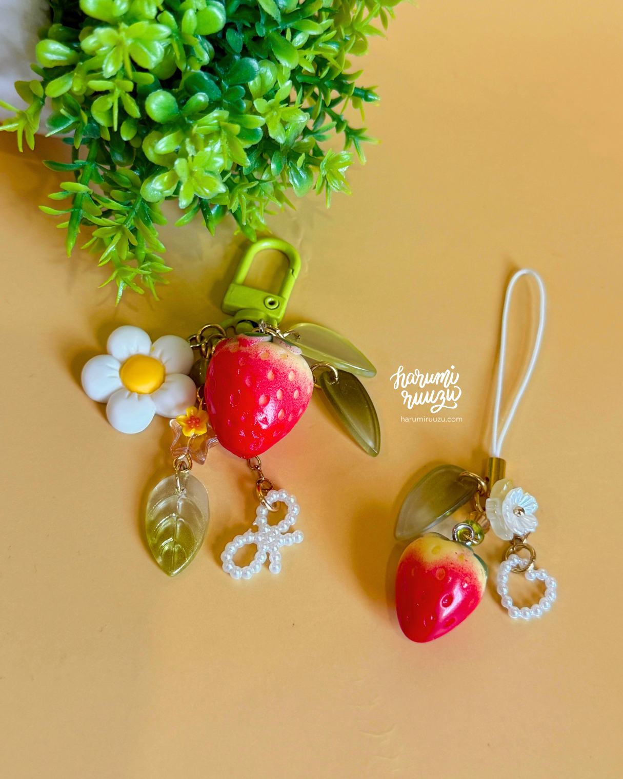 Cottage Strawberries Keychain & Phone Charm