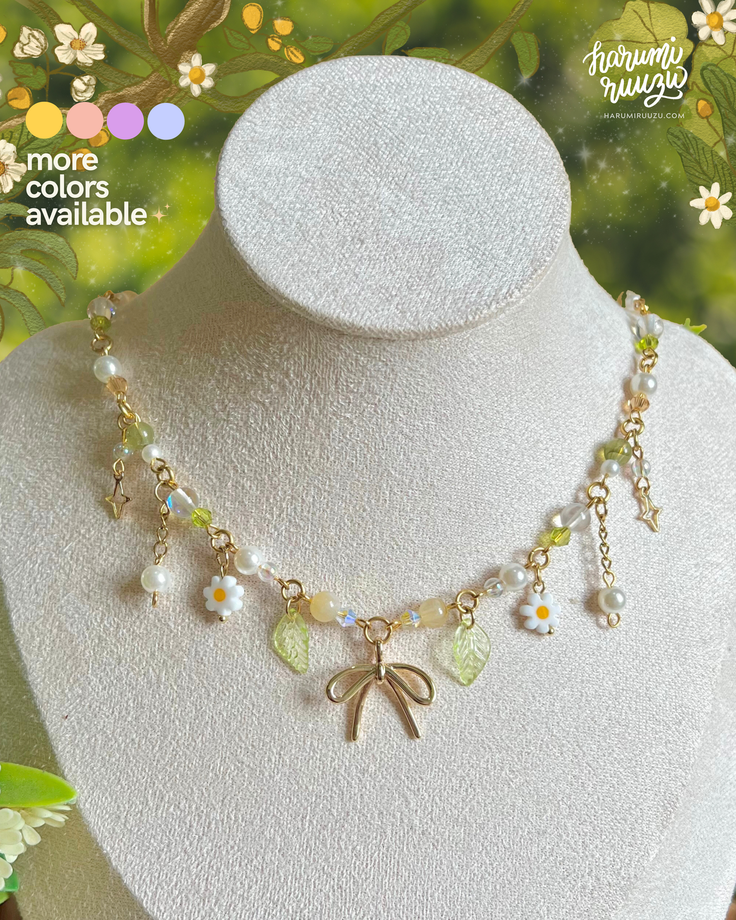 Bow & Blossom Handmade Necklace by harumiruuzu