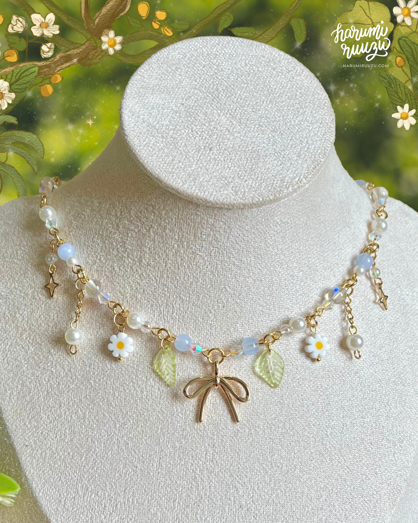 Bow & Blossom Handmade Necklace by harumiruuzu