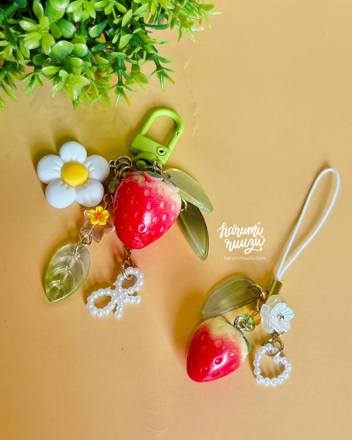 Cottage Strawberries Keychain & Phone Charm