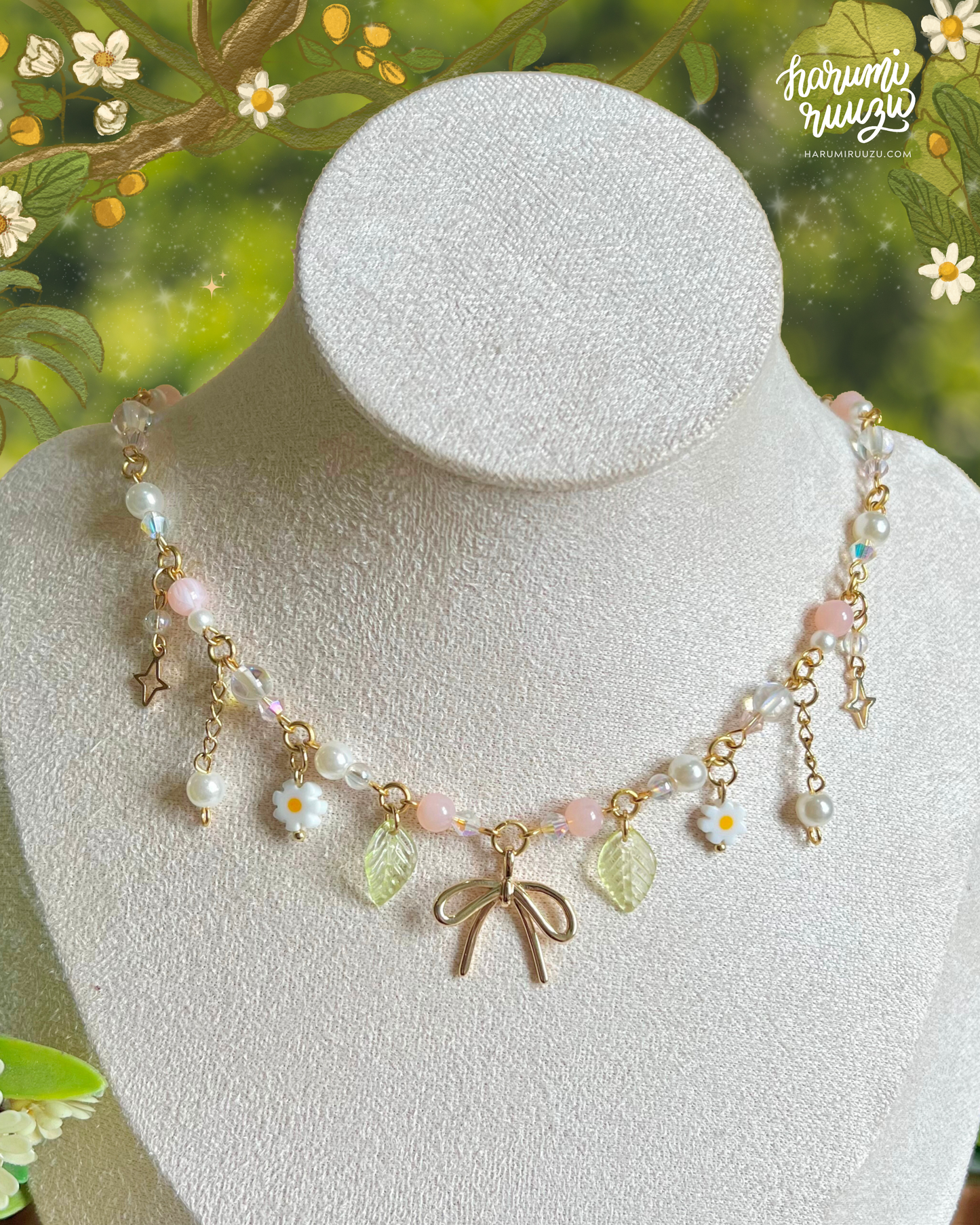 Bow & Blossom Handmade Necklace by harumiruuzu