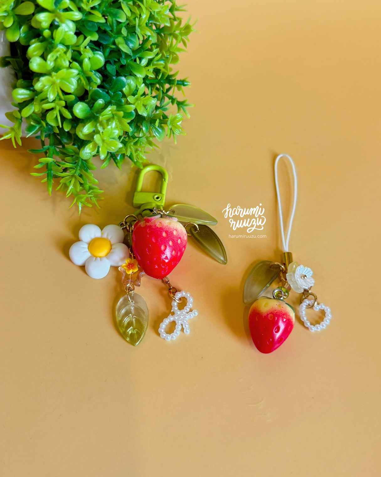 Cottage Strawberries Keychain & Phone Charm