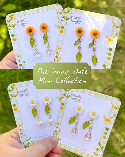 The Sunny Date Collection: Handmade Daisy and Sunflower with Leaf Earrings