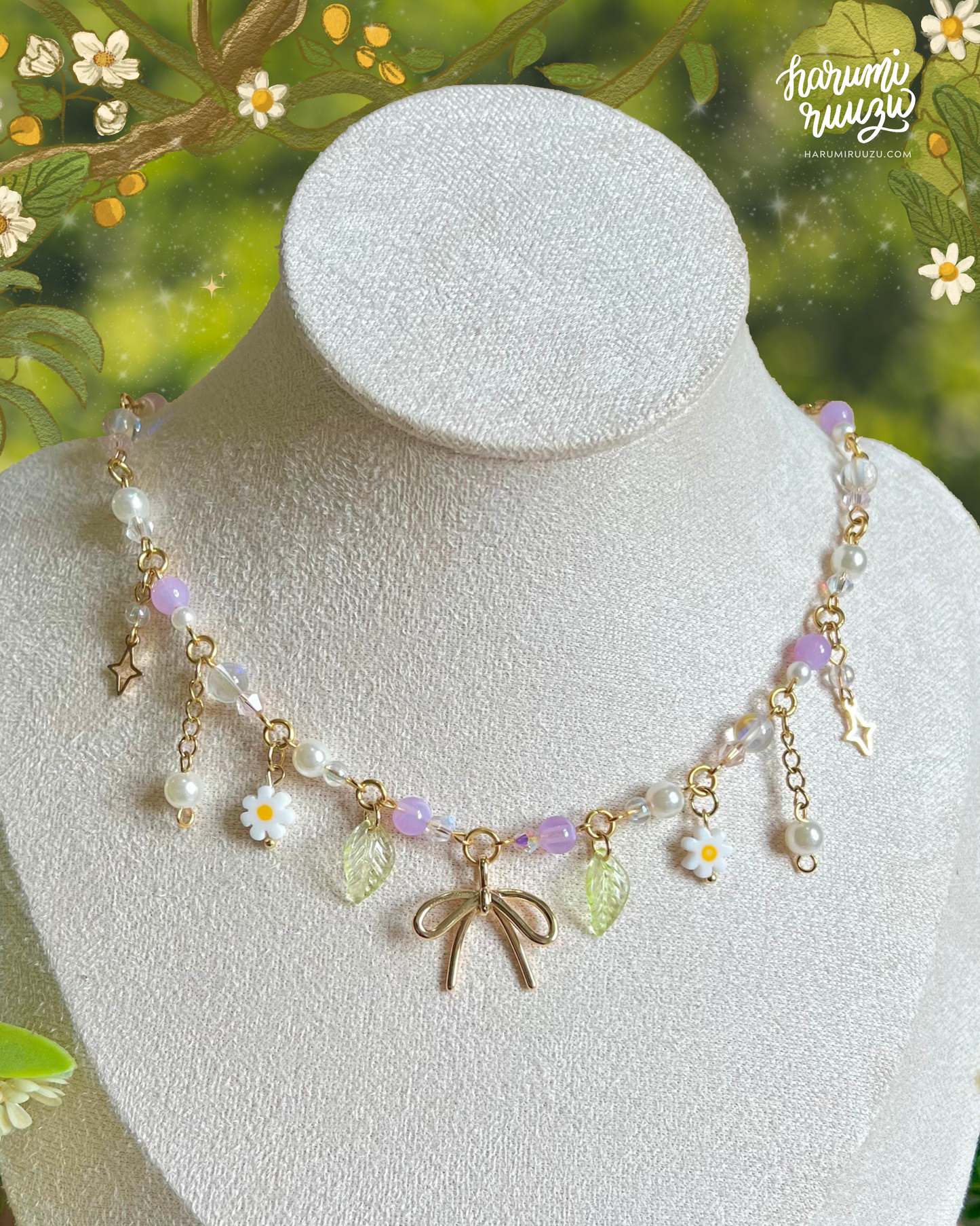 Bow & Blossom Handmade Necklace by harumiruuzu