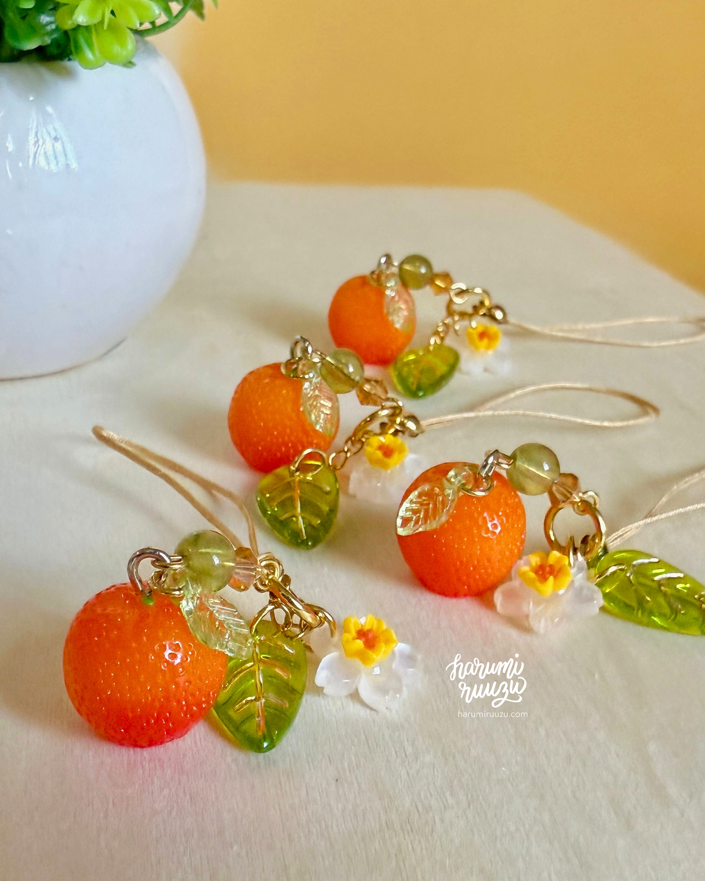Tangerine Blooms Phone Charm
