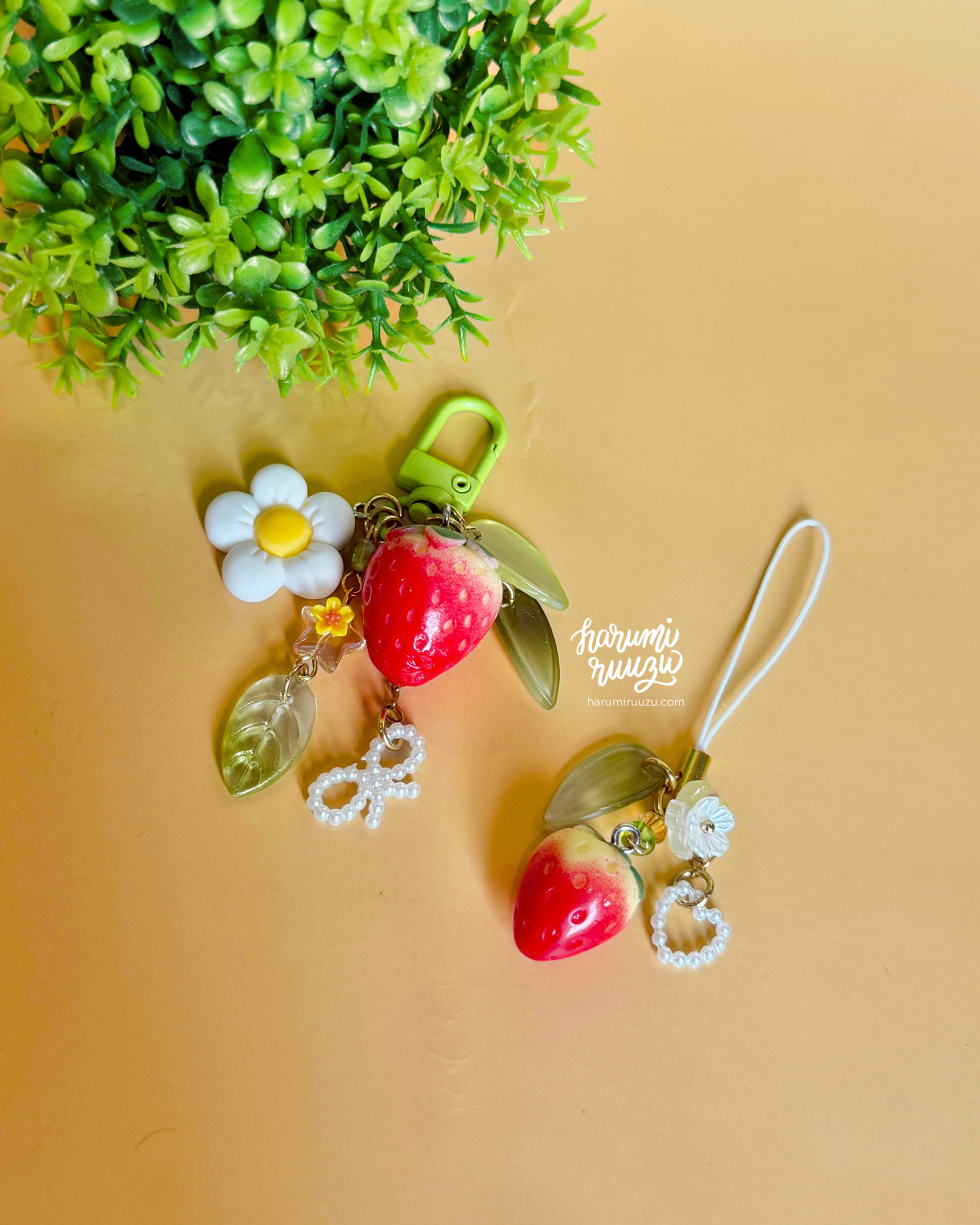 Cottage Strawberries Keychain & Phone Charm