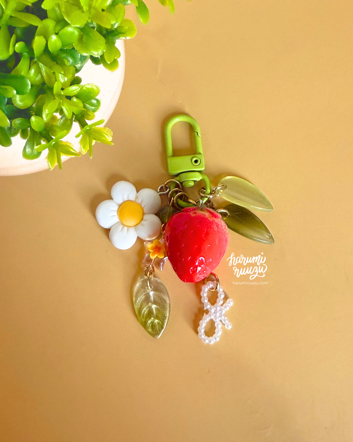 Cottage Strawberries Keychain & Phone Charm