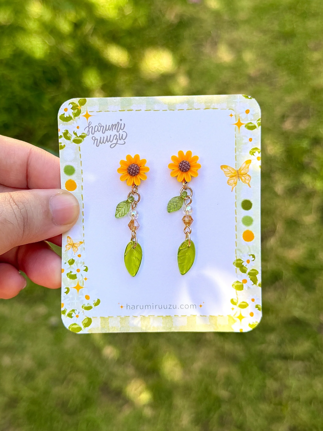 The Sunny Date Collection: Handmade Daisy and Sunflower with Leaf Earrings