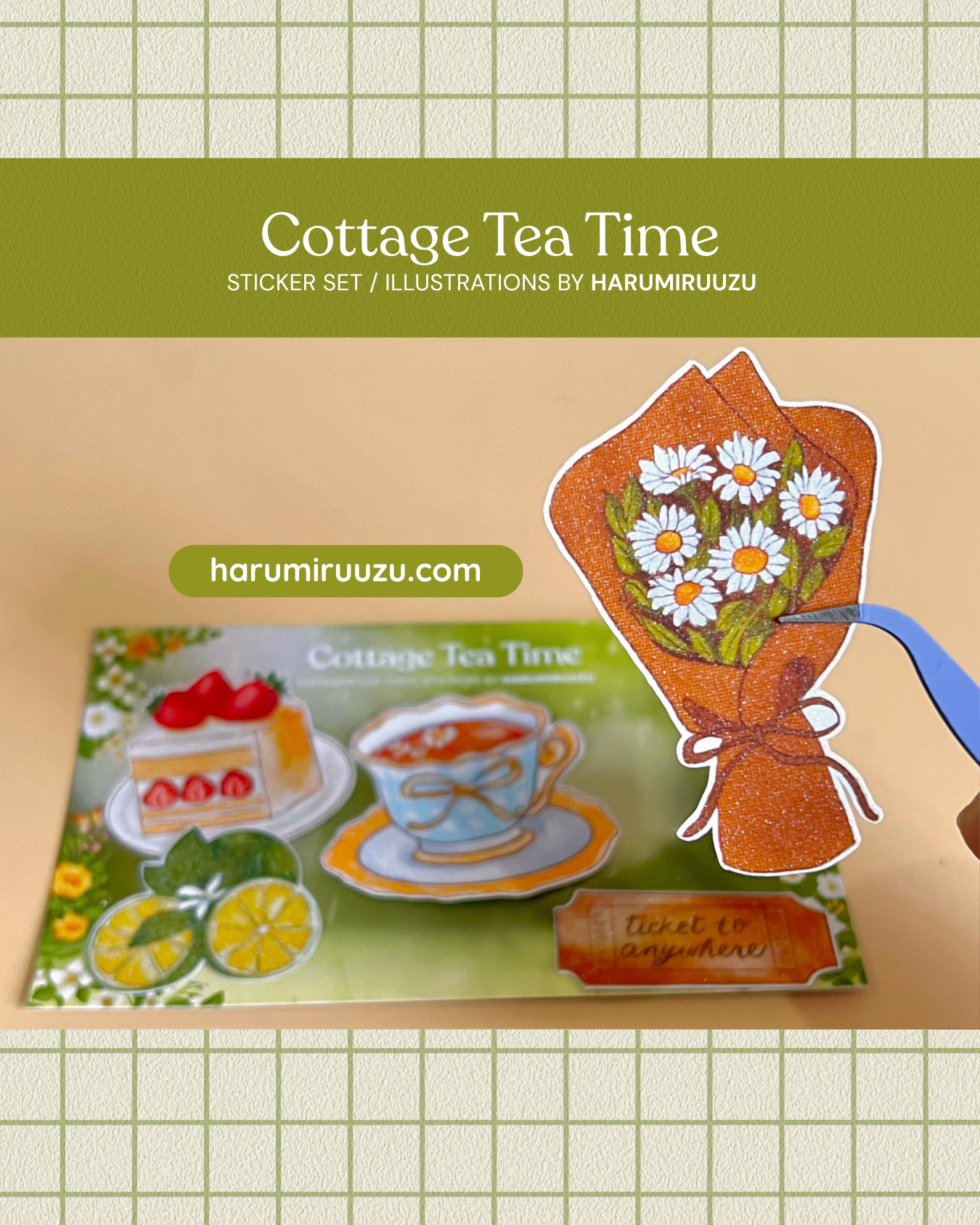 Cottage Tea Time Sticker Set by harumiruuzu (Vinyl & Waterproof)