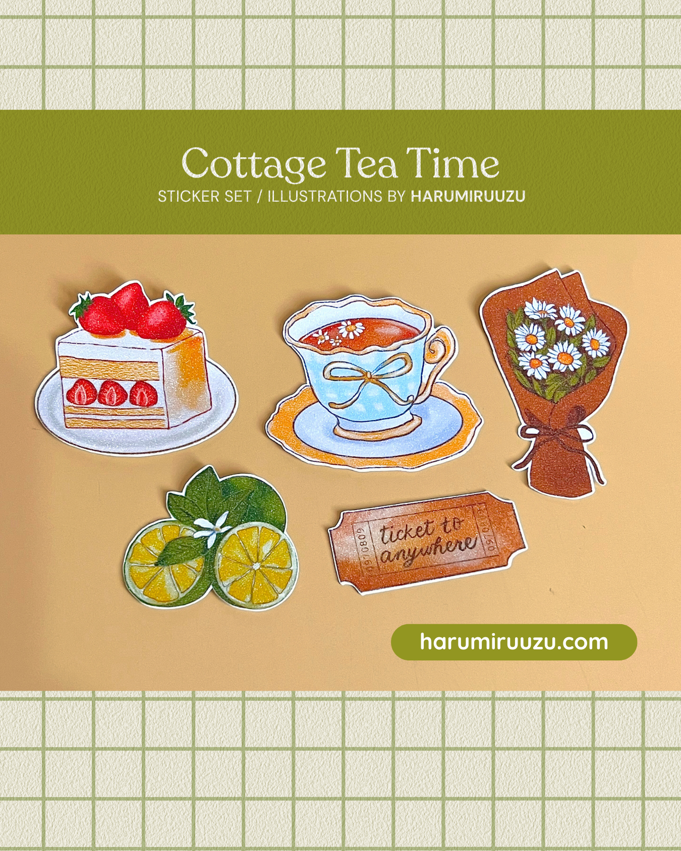 Cottage Tea Time Sticker Set by harumiruuzu (Vinyl & Waterproof)