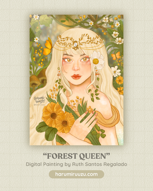 “Forest Queen” Holographic Rainbow Laminated Art Print - Original Art by Ruth Santos Regalado