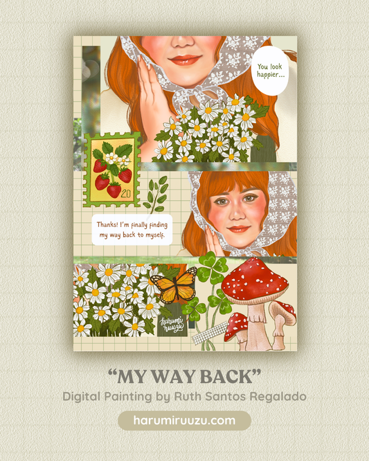 “My Way Back” Glitter Laminated Art Print - Original Art by Ruth Santos Regalado